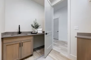 bathroom with open door